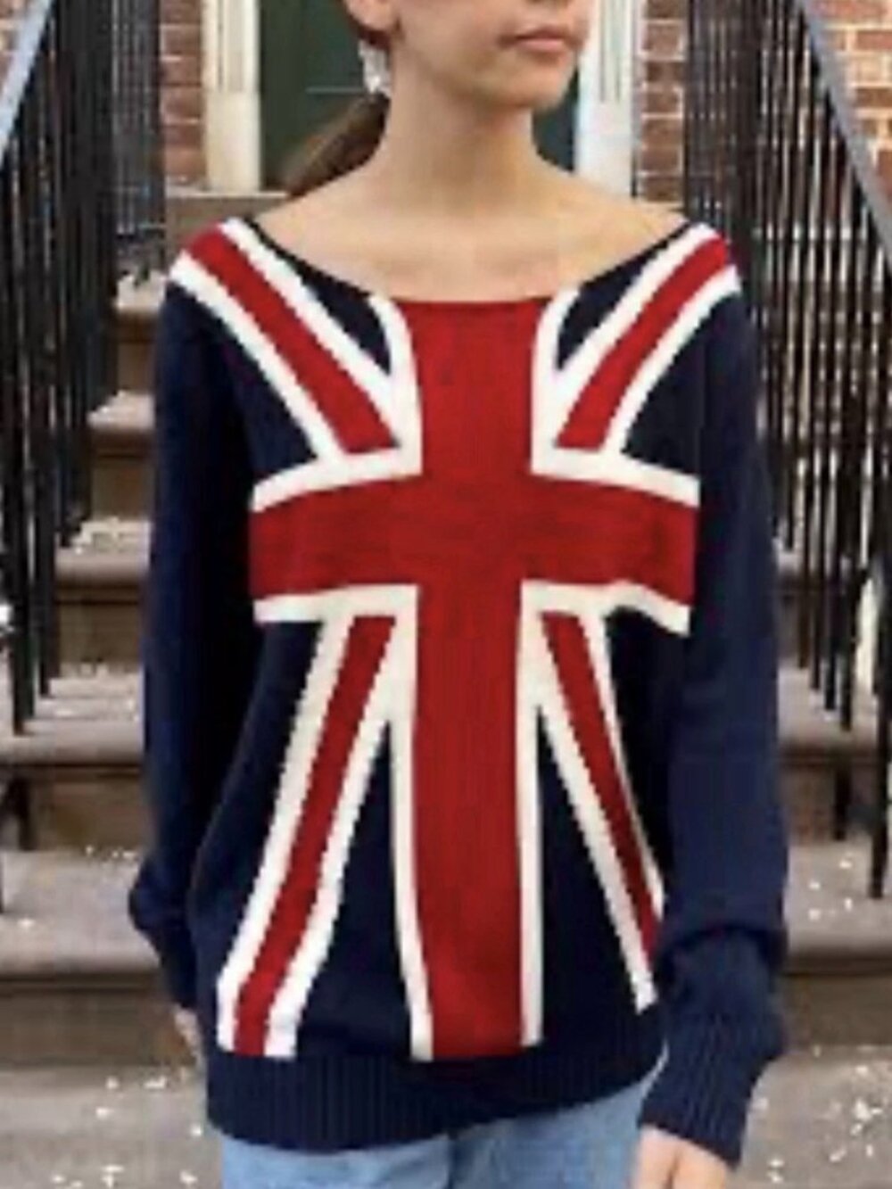 🇬🇧❤️ John Galt Brandy Melville Nico UK Union Jack Flag Sweater One Size Cotton